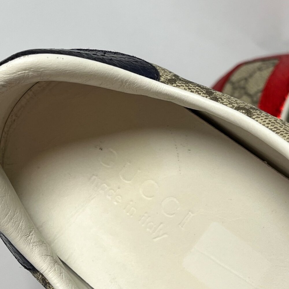 Gucci Mens GG Supreme Sneakers With Red & Blue Accents Size 7 Leather Canvas - Picture 4 of 8